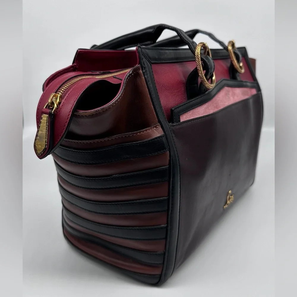 Christian Louboutin Farida Large Leather & Suede Tote Bag – Burgundy/Black/Red - Picture 5 of 16